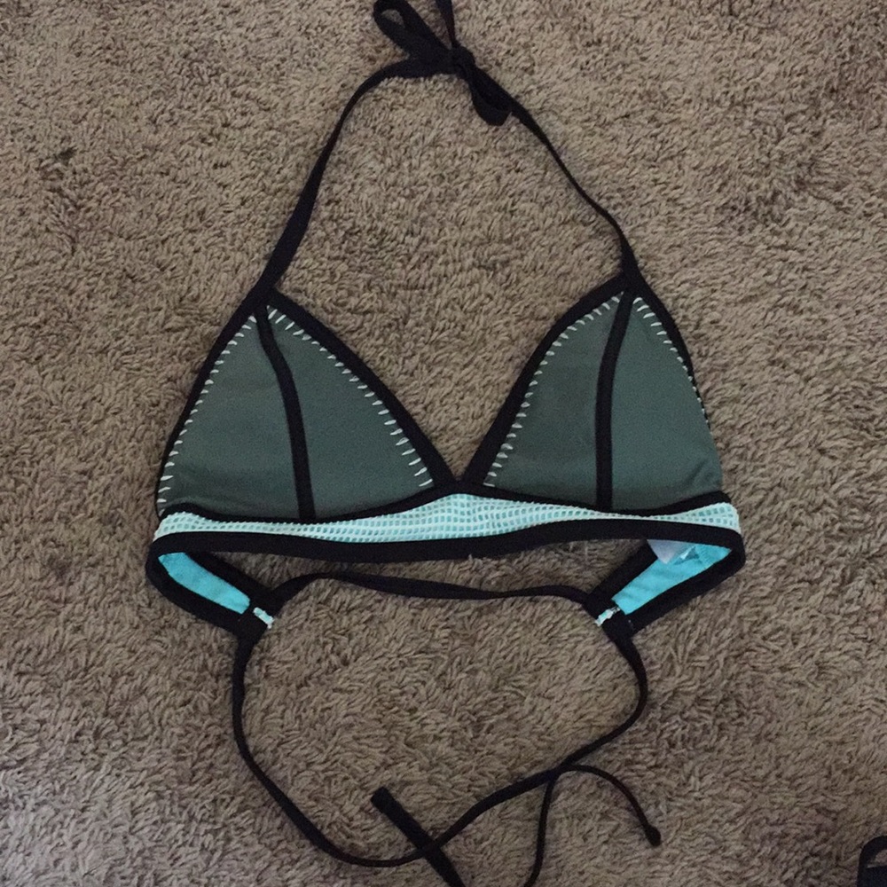 Green and black halter bikini